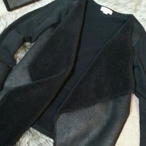 Waterfall Drape Faux Suede Shearling Jacket
